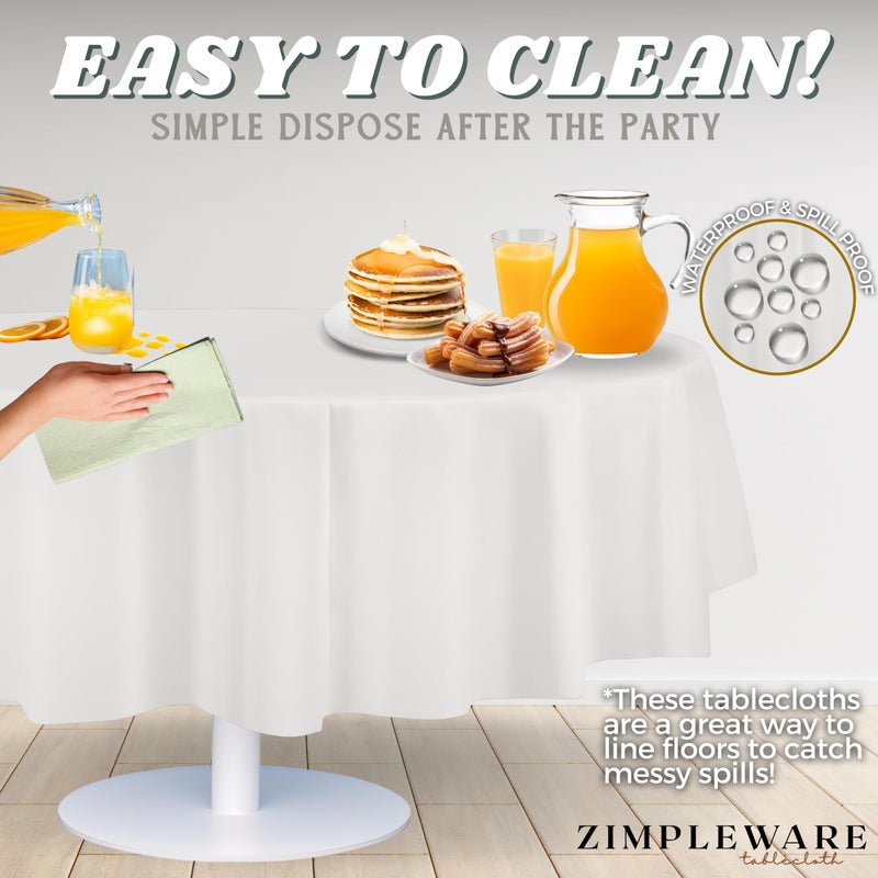 ZIMPLEWARE Premium White Plastic Table Cloth Disposable (6 Pack) Round Tablecloth (84in) Party Table Cloths Disposable, Perfect Table Cloth Round Cover for Any Table Up to 6 Feet - Image 5
